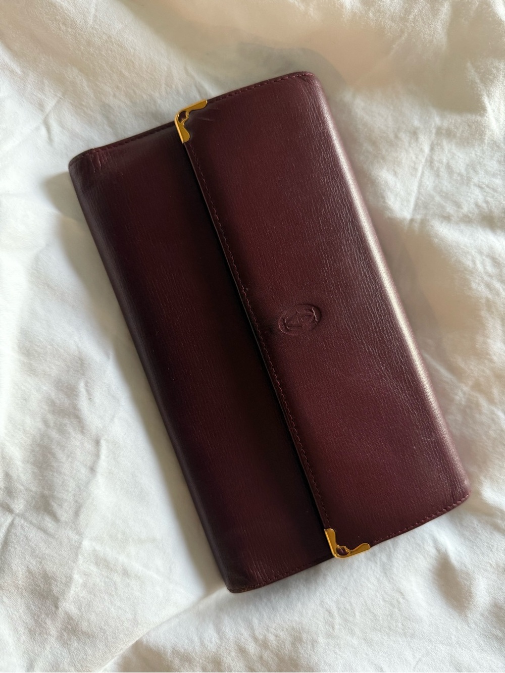 Cartier Burgundy Leather Long trifold Wallet